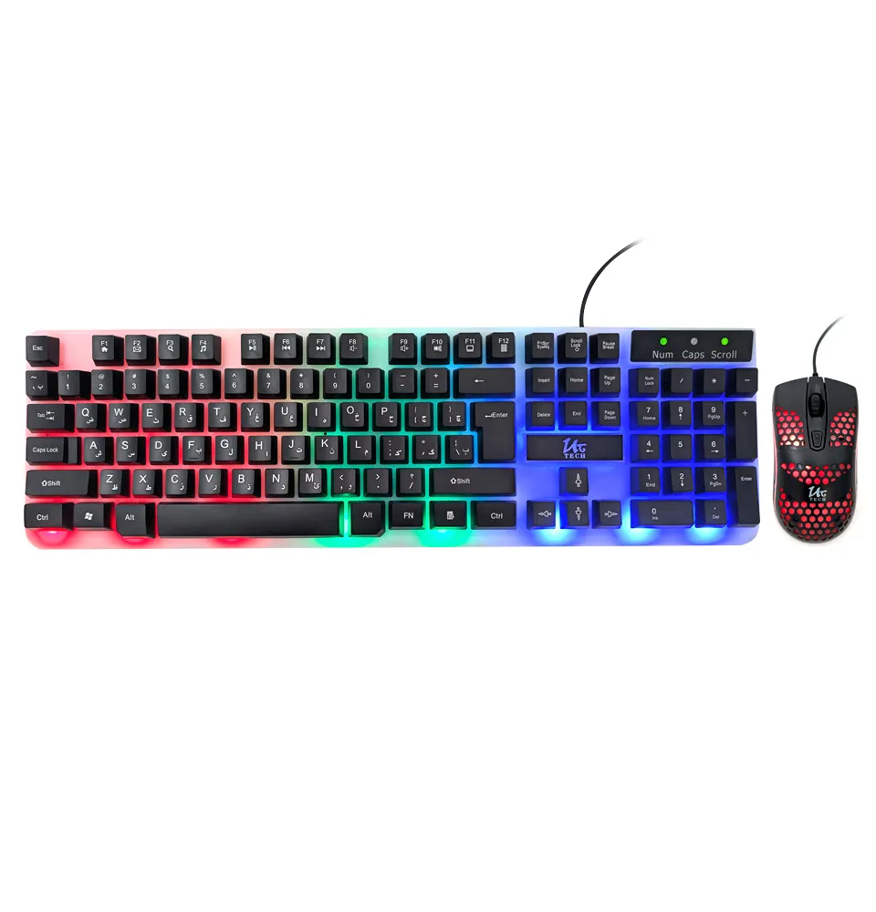 کیبورد و ماوس سیم دار UCTECH RGB یوسی تک مدل 2070G