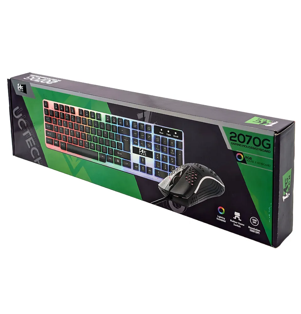 کیبورد و ماوس سیم دار UCTECH RGB یوسی تک مدل 2070G - تصویر 2
